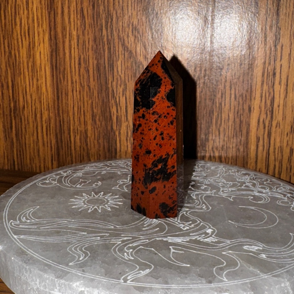 Mahogany Obsidian Red and Black Stone Obelisk